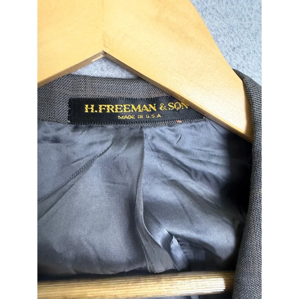 H Freeman & Son Mens 40L Blazer Grey Brown Glen Plaid Sport Coat Siegel's USA‎